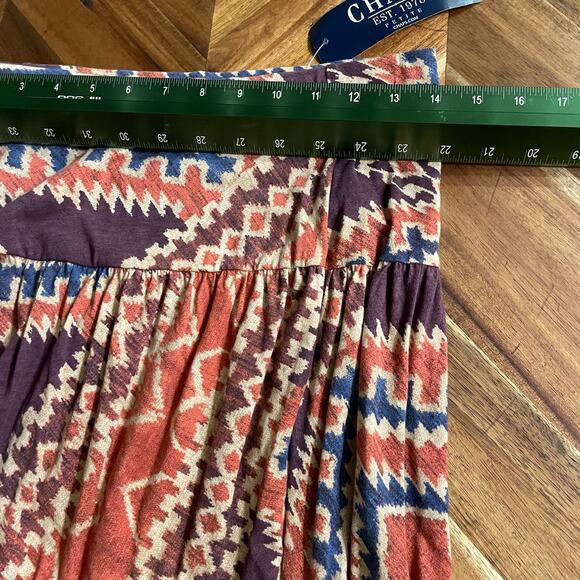 Chaps Skirt Southwestern Tiered Midi Sz Petite Small Pullon NO SLIT Modest New‎ - Picture 5 of 6
